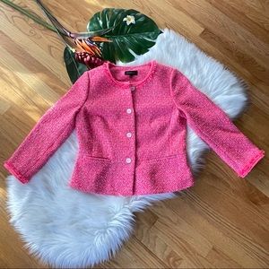 Talbots Neon Pink Tweed Peplum Jacket Blazer Size6